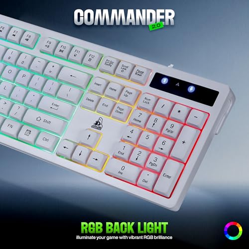 Image of TAG Gamerz Commander 2.0 RGB Gaming USB Keyboard and Mouse Combo|Floating Keycaps|Rainbow RGB Backlight Effects|Silent Keys|Multimedia Keys|1600 DPI with 4 Buttons Gaming Mouse for Pc /Laptop /Mac-White