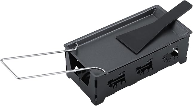 Portable Mini Raclette Grill Set NonStick Carbon Steel Baking Tray for Cheese Melting