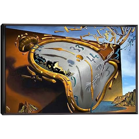 BOHU ARTS Salvador Dali Wall Art Dalí Melting Clock Surrealist Framed Painting Canvas Art for Bedroom Livingroom Decoration Ready to Hang Cover