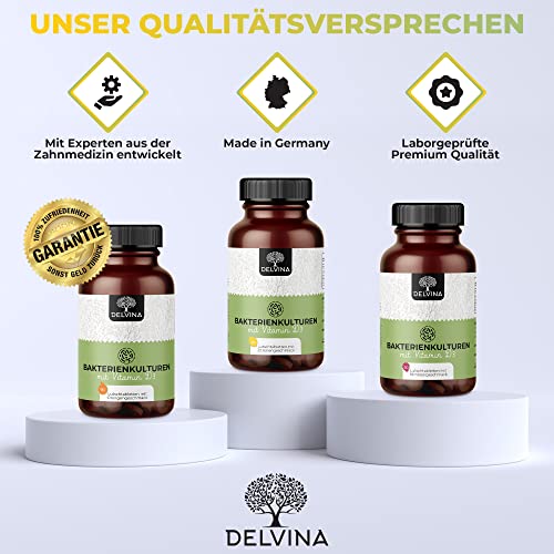 DELVINA Mundgeruch bekämpfen - 90 Lutschtabletten für Mundhygiene ohne Mundspülung und Zungenreiniger - Frischer Atem - Bakterienkulturen mit Vitamin D3 gegen Mundgeruch, Zitrone, 3 Monatsvorrat