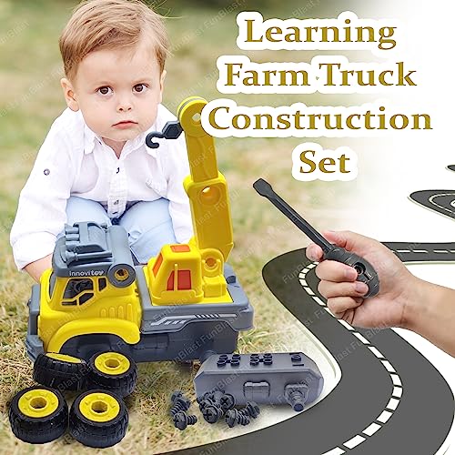 Image of FunBlast Power Crane Truck Construction Building Toy - DIY Assembling Vehicles Toys with Screwdriver for Kids, STEM Toys for Children, Building Automobile Toy for 3+ Years Old Kids, Boys, Girls