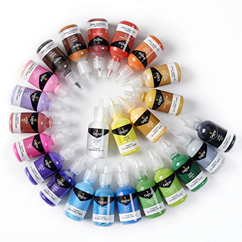 Castle Art Supplies 3D Fabric Paint Set | 24 Quality Vibrant Colors In 29Ml Bottles | For Artists; For Crafters; For Fun | Clothing, Textile, Canvas, Glass, Wood, Shoes | In Strong Selection Box #TOP1