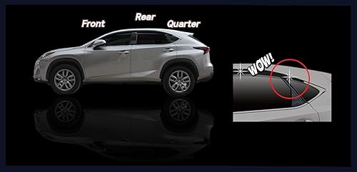 Miniatura 5 de Northern Prime - Deflectores de viento y viserasprotectores de lluvia hechos para Lexus NX 2015-2021_Acabado teñido ahumado estilo cinta (6 piezas)