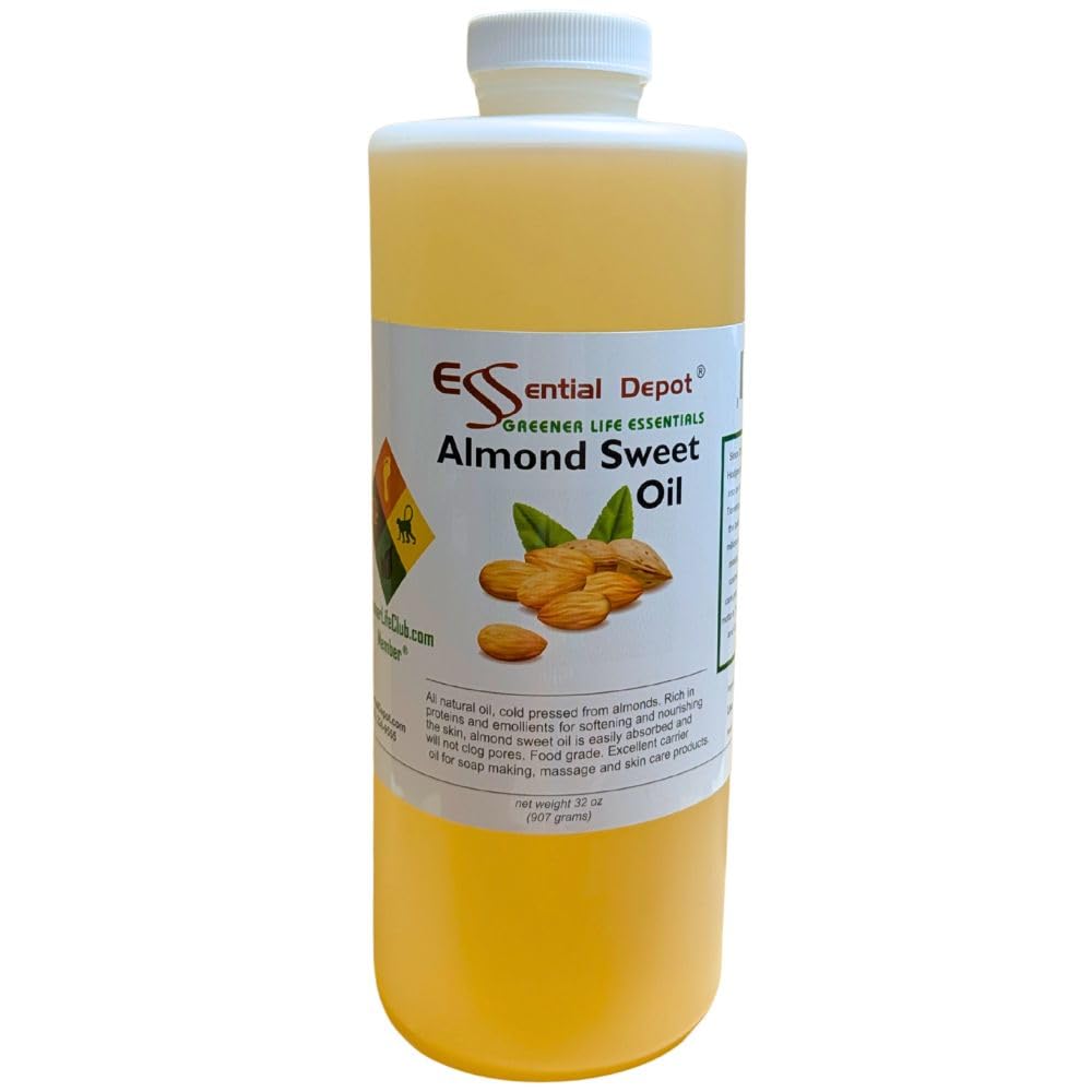 Essential DepotAlmond Sweet Oil - 1 Quart - 32 oz - Safety Sealed HDPE Container with Resealable Cap - 100% Pure and Natural for Hair, Skin, Massage and Cooking