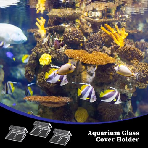 Image of Sliverdew 6 PCS Aquarium Lid Clips, 6mm Clear Acrylic Fish Tank Lid Holder Aquarium Cover Support Clamps for Rimless Aquarium Glass Top, Plastic Fish Tank Cover, Aquarium Hoods