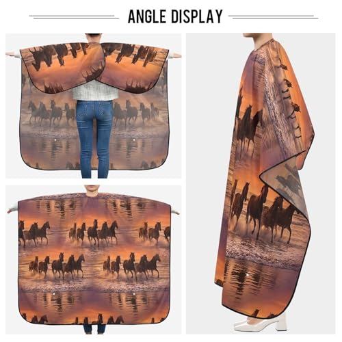 Capa de barbería impermeable Kigai Horses Sunset para hombre miniatura 5