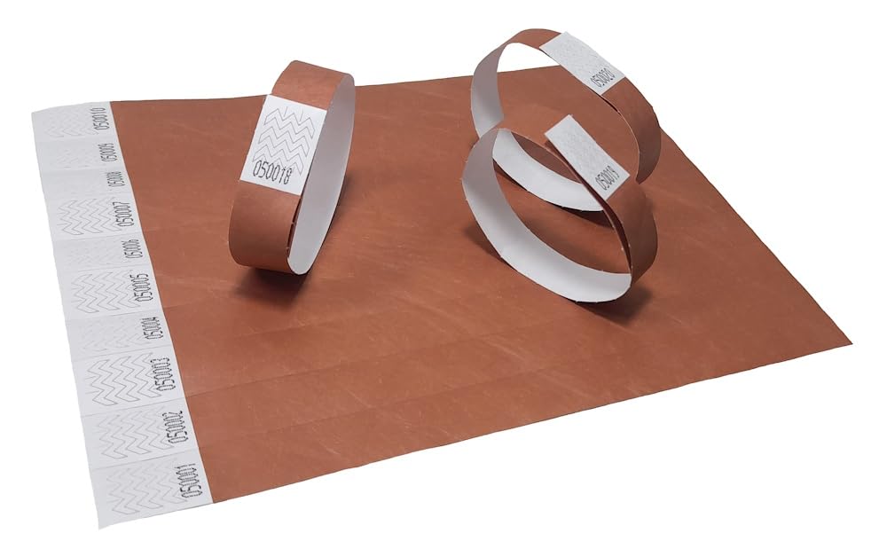 IBOOTyvek 100 Pack 19mm Paper Wristbands for Security and Events, Tear-proof, Lightweight and Water Resistant (Bronze)