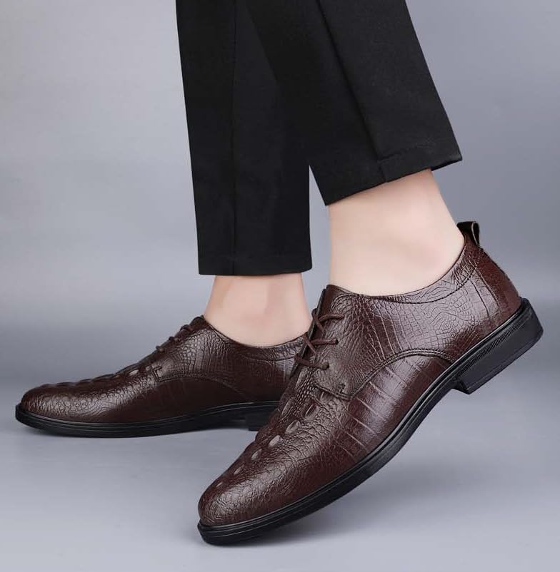 Men's Genuine Leather Oxford Shoes Lightweight Comfortable Thick Sole Formal Business Dinner Casual Dress Shoes3