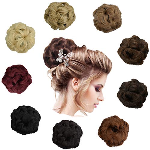 HOOJIH Claw Clip in Hair Bun Hairpieces Updo Hair Bun Extension Chignon Synthetic Ponytail Scrunchies Hair Extensions for Women Girls Linen