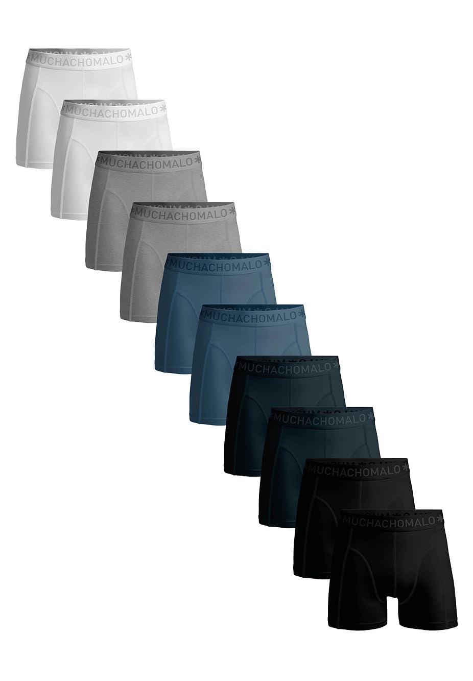Muchachomalo Uomo Boxer 10-Pack, Tinta Unita, Cotone, Fascia Elastica