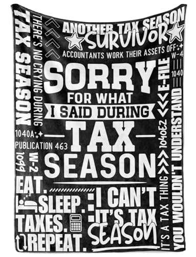 Huglanket Accountant Gifts, Tax Season Blanket for Women, Auditors, Coworkers, Funny Tax Accounting Throw Blanket 50x65 Inche - Sorry for What I Said During Tax Season, Black