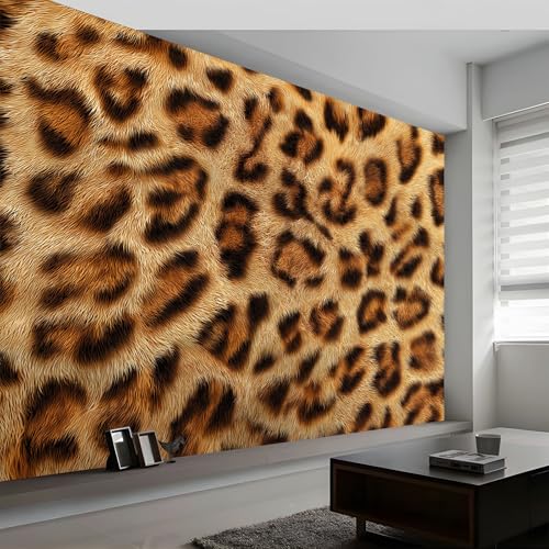 Papel Pintado Panorámico Animales Leopardo Bloques de Color, Papel Pintado Arte Abstracto para Dormitorio Salón Comedor - Decoración Mural Moderna Fondo Fotográfico Artístico 400An x 280Al cm