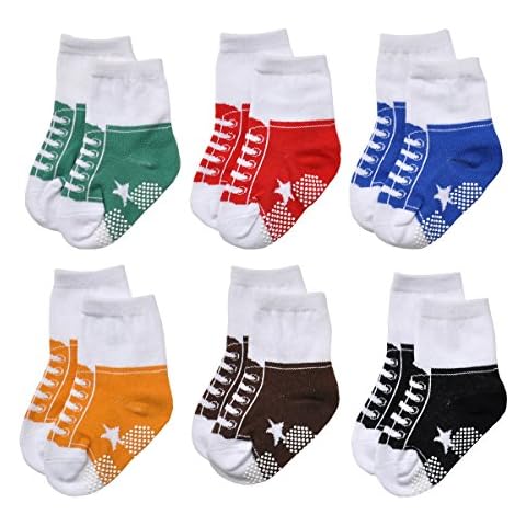 EPEIUS Unisex Baby Non-Slip Socks for 0-6 Months (Set of 6) Cover