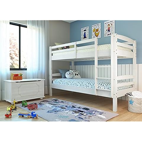 Inter Link Cama Infantil Madera Maciza Orgánica Pintada Blanco Cover