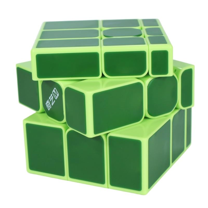 Image of QY Toys Mirror Magnetic Tiled 3x3 Speed Cube - Mirror Blocks Puzzle, Durable Tile Finish, Smooth Turning - Fun Shape Mod for Cubers & Collectors (Green)