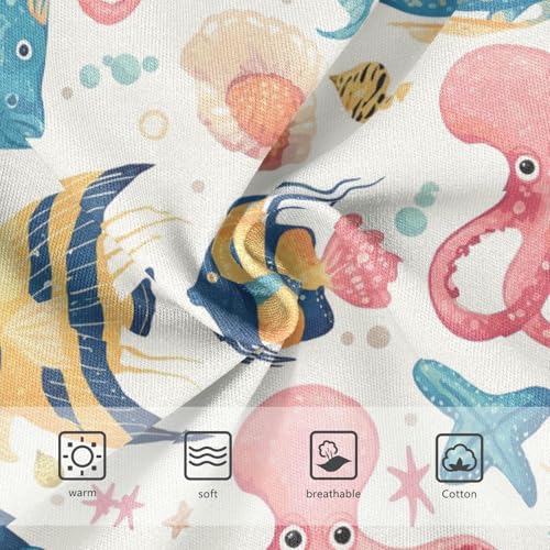 Wusikd Octopuses Girls' Underwear Cotton Colorful Fish Seashells Girls Briefs Soft Toddler Underwear 2T3