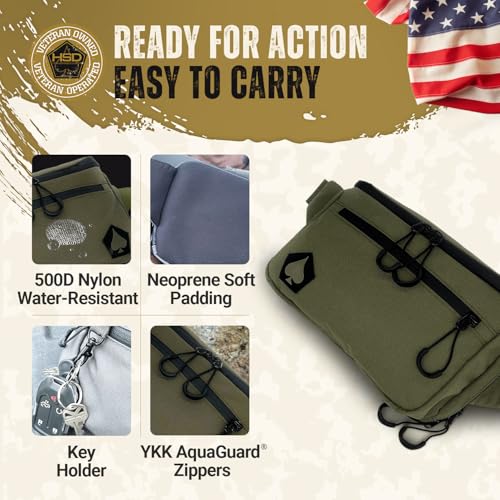 Image of HighSpeedDaddy Tactical Fanny Pack - Waterproof Fanny Belt Bag Pack with Adjustable Waist - 500D Nylon with Quick-Access Pockets - Everyday EDC Pouch for Men & Women - Ranger Green