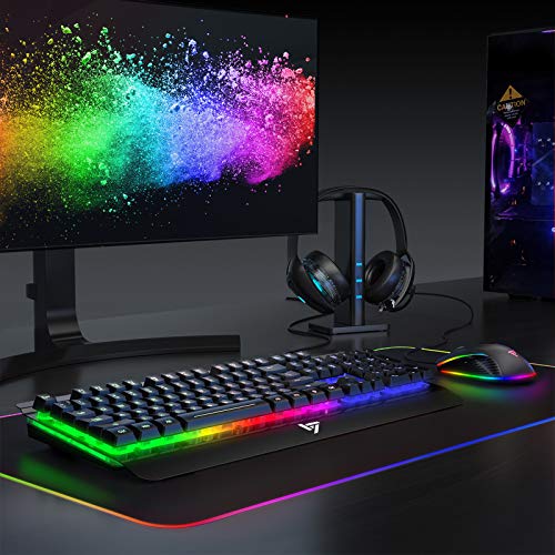 VicTsing Wired Gaming Keyboard and Mouse Combo, Led Rainbow Backlit Keyboard Quiet Metal Keyboard