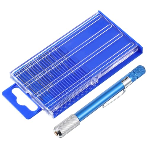21 PCS Metric Mini Micro Drill Bit Set, Carburetor Jet Drill Bits Pin Vise Set Numbered 61-80 Mini Jeweler's Chuck Vice Hss Twist Drills Bits with Mini-Pin Vise & Plastic Case for Wood Jewelry DIY