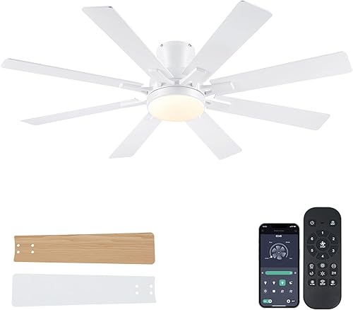 Miniatura 61 de Ventiladores de techo con luces, ventilador de techo interior de perfil bajo de 46 pulgadas con luz y control remoto/aplicación, montaje empotrado