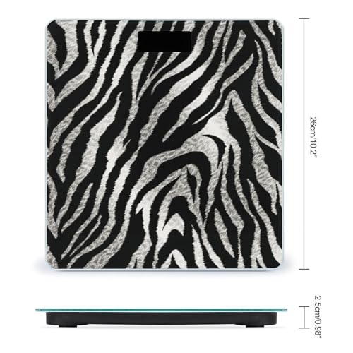 Báscula digital para baño con diseño cebra en blanco y negro miniatura 2