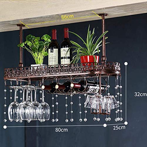 Soporte para copas de vino boca abajo y estantería de botellas metálica 80cm 3