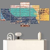 SIGNWIN 5 Panel Canvas Wall Art Modern Art Abstract Closeup Colorful Cool Geometric Minimalist Mixed Media Multicolor Patterns for Home Decorations Ready to Hang - 60