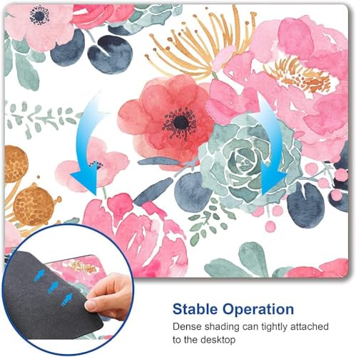 Image of Premium-Textured Mouse Pad, Non-Slip Rubber Base Mousepad for Laptop, Computer & PC, 9.5x7.9 in - Enhanced Precision, Ergonomic Comfort, Ideal for Gaming & Office (Pink Flower)