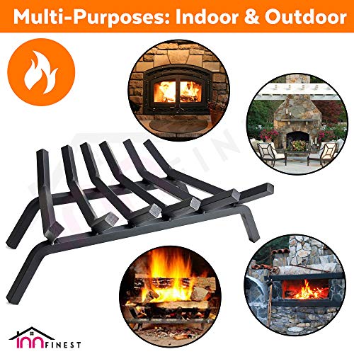Innfinest Fireplace Log Grate 23 Inch 6 Bar Fire Grates Heavy Duty 3/4” Wide Solid Steel Indoor Chimney Hearth Outdoor Fire Place Kindling Tool Pit Wrought Iron Wood Stove Firewood Burning Rack Holder #TOP4