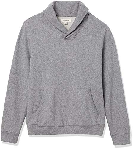 Amazon Brand - Goodthreads Men's Lightweight French Terry Shawl Collar Pullover Sweatshirt, Heather Grey, Large