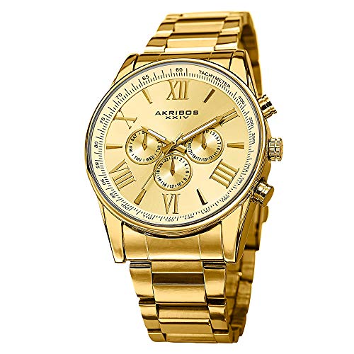 Image of Akribos XXIV Analog Gold Dial Men's Watch - AK736YG