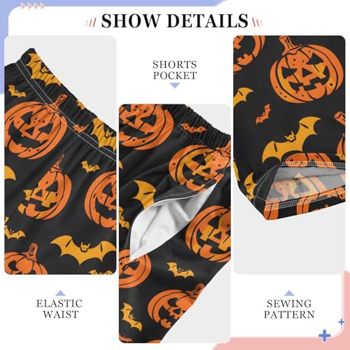 Pajama Pants Halloween Bats and Pumpkins PJ Bottoms Sleepwear Lounge Sleep Pant with Pockets4