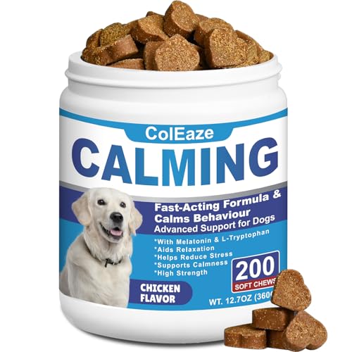 ColEaze Calming Chews for Dogs Puppy Dog Calming Chews Help Manage Stress and Promote Relaxation Sleep Aid Calm Dog from Noise Thunder Barking Separation Small Medium Large & All Breeds