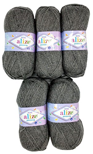 Alize Bebe - 5 gomitoli di lana da 100 g, tinta