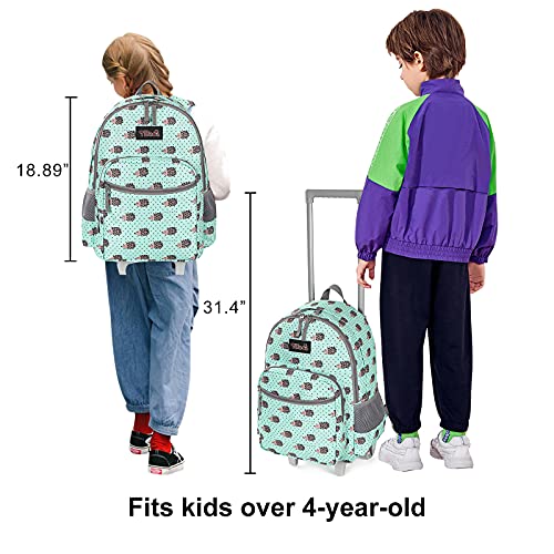 Image of Rolling Backpack 18 inch Double Handle Wheeled Boys Girls Travel School Children Luggage Toddler Trip
