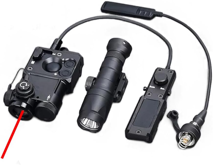 Metal PST4 Laser Sights Box(with IR Laser+Red/Green/Blue Laser Sight+Remote Pressure Switch), &M300A Strong White LED Flashlight Combo, Black