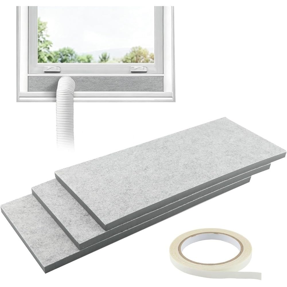 CTRLZS Double-Layer Insulation Foam Window Seal, Portable Air Conditioner Vent Kit, Adjustable AC Window Panels