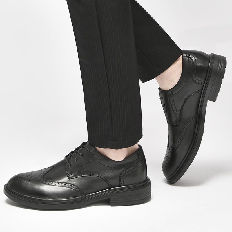 Dress Shoes for Men's Platform Lace Up Synthetic Leather Low Top Party Wingtip Working3