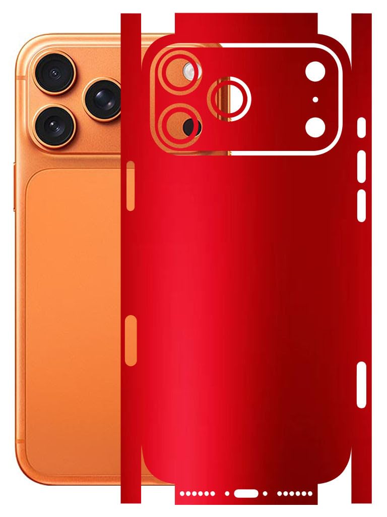 atodds - full body back screen guard protector film - lamination wrap skin sticker for iphone 17 pro max | scratchproof matte finish (design - metalic red)
