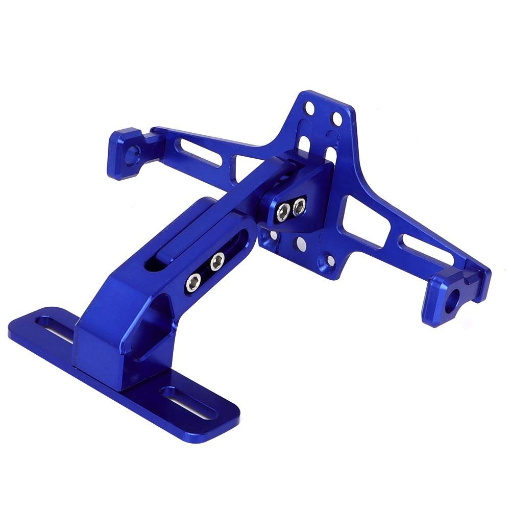 Portatarga Quad Portatarga per moto, Portatarga telescopico regolabile in lega di alluminio con luce LED(Blu)