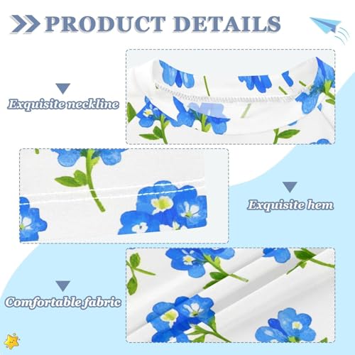 ALAZA Kids Rash Guard Girls Toddler Swim Shirts Short Sleeve Forget-me-not Flowers UPF 50+ 3T3