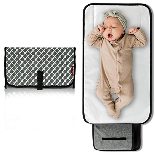 Image of Arrontop Portable Diaper Changing Pad, Baby Changing Pad, Travel Diaper Bag, Changing Mat for Newborn Baby & New Mothers Must Have… (Grey Simple)
