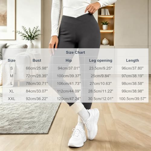 Fleece Lined Leggings Women Cross Waist Thermal Warm Tights Cold Weather - image 3