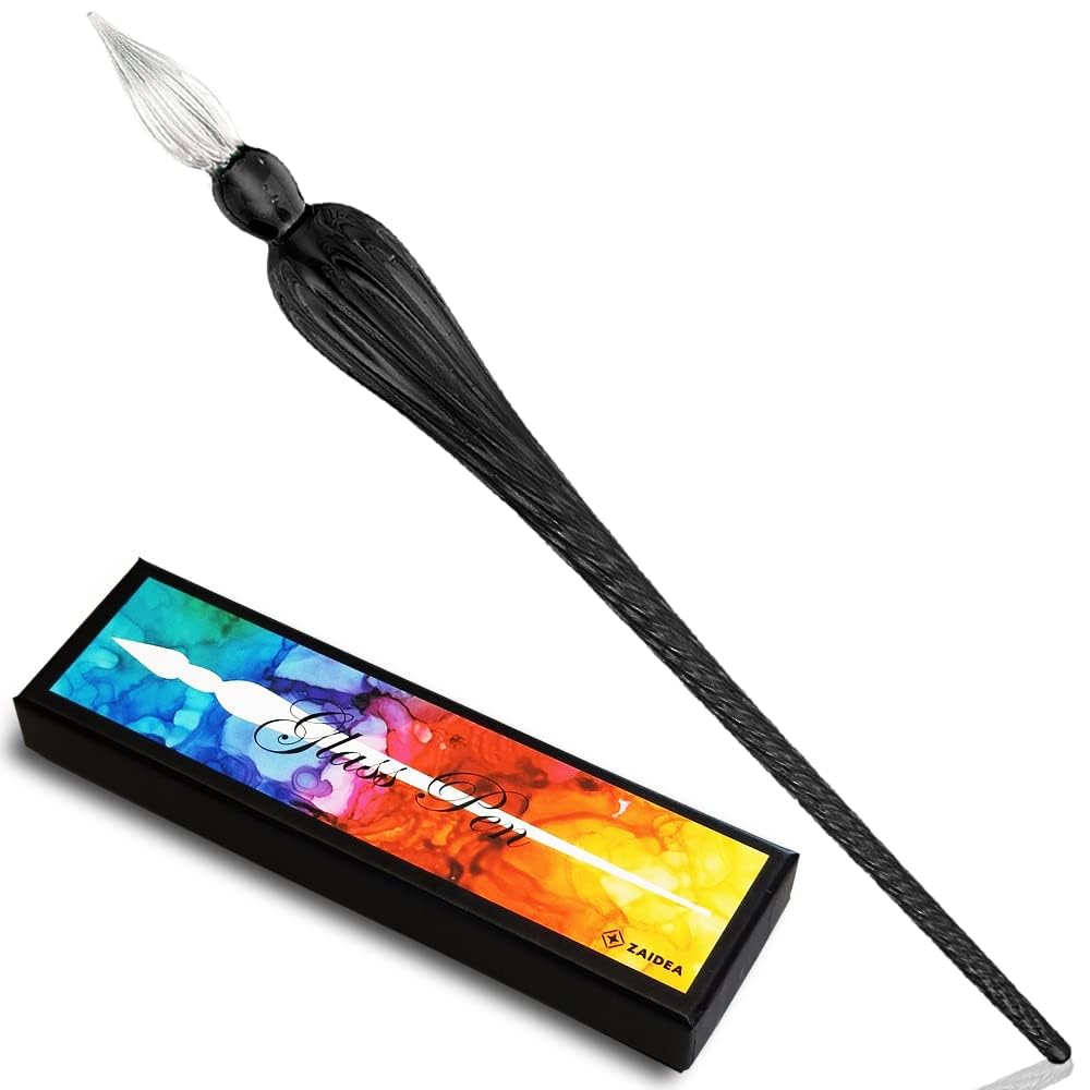 ZAIDEA Glass Pen Dip Pen Dip Pen with Ink Pen Black : Office Products