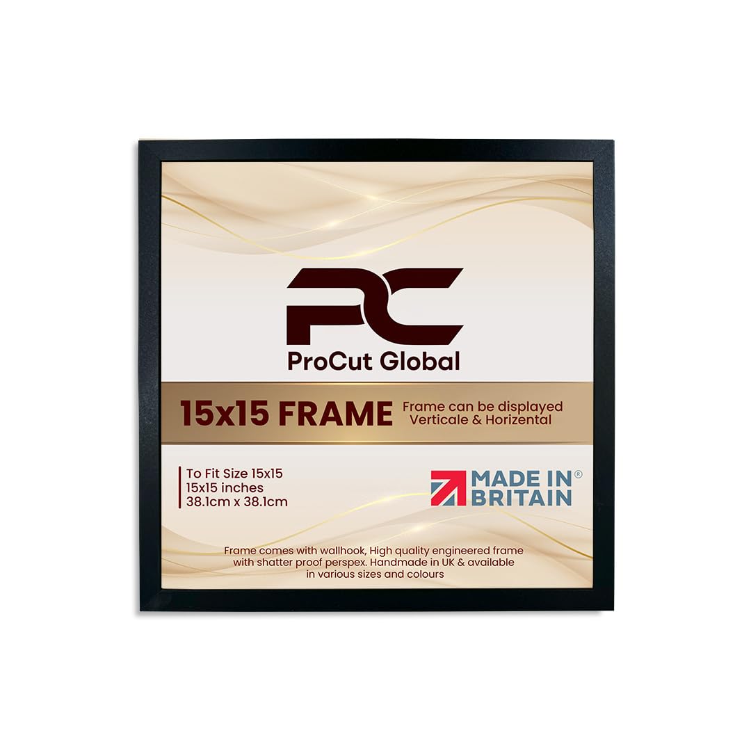 Procut Global 15X15 Black Picture Frames – Sleek Wooden Photo Frame with Shatterproof Perspex for Wall or Tabletop – Perfect for Posters, Certificates, Prints–Multiple Sizes & Colors Available — image 1