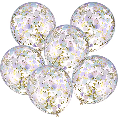 Jovitec 12 Pièces Ballon de Confettis 12 Pouces Ballon en Latex avec des Confettis Or Rose Violet Vert pour Mariage Décoration de Fête Anniversaire Licorne Sirène (Multicolore) Cover