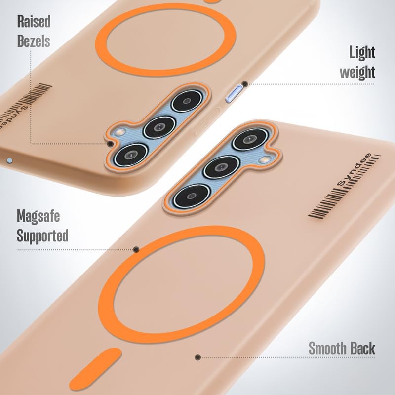 Image of Mr. Case Back Cover for Samsung M35 5G Sleek Frosted Translucent Back Only Compatible with Wireless Magnetic Accessories | Anti-Scratch Shockproof Phone Case - Orange
