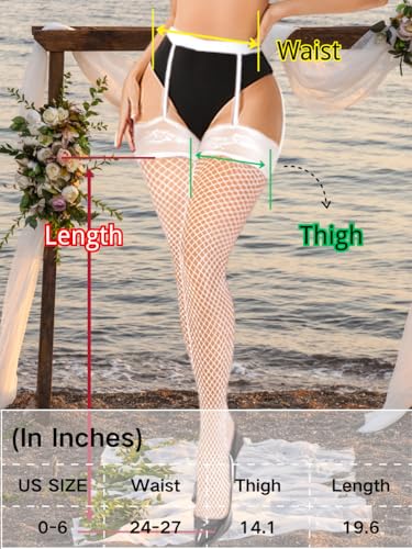 Image of ShawGobow Lace Top Fishnet Stocking,Sexy Garter Belt And Thigh Highs Set,Suspender Tights Women Wedding Date Night Boudoir