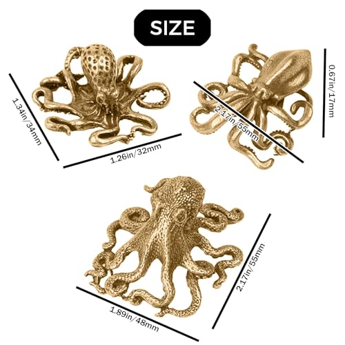 Set 3 Figuras Decorativas de Pulpos en Metal miniatura 6