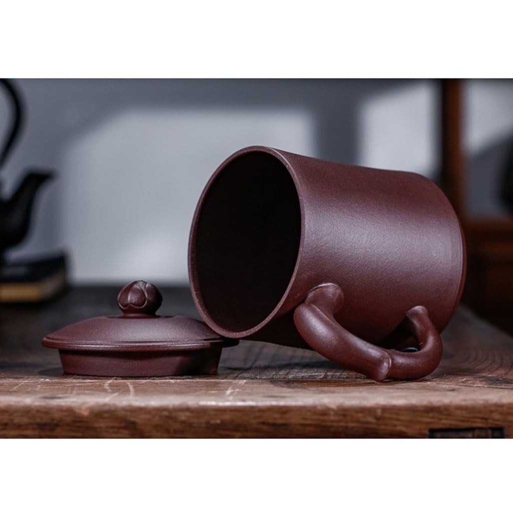 Tasse à thé Doublure filtrante Faite à la Main avec Couvercle Tasse en Argile à Boire Tasse de Sable Violet Tasse d'infusion de thé 450ML Tasses à thé réutilisables